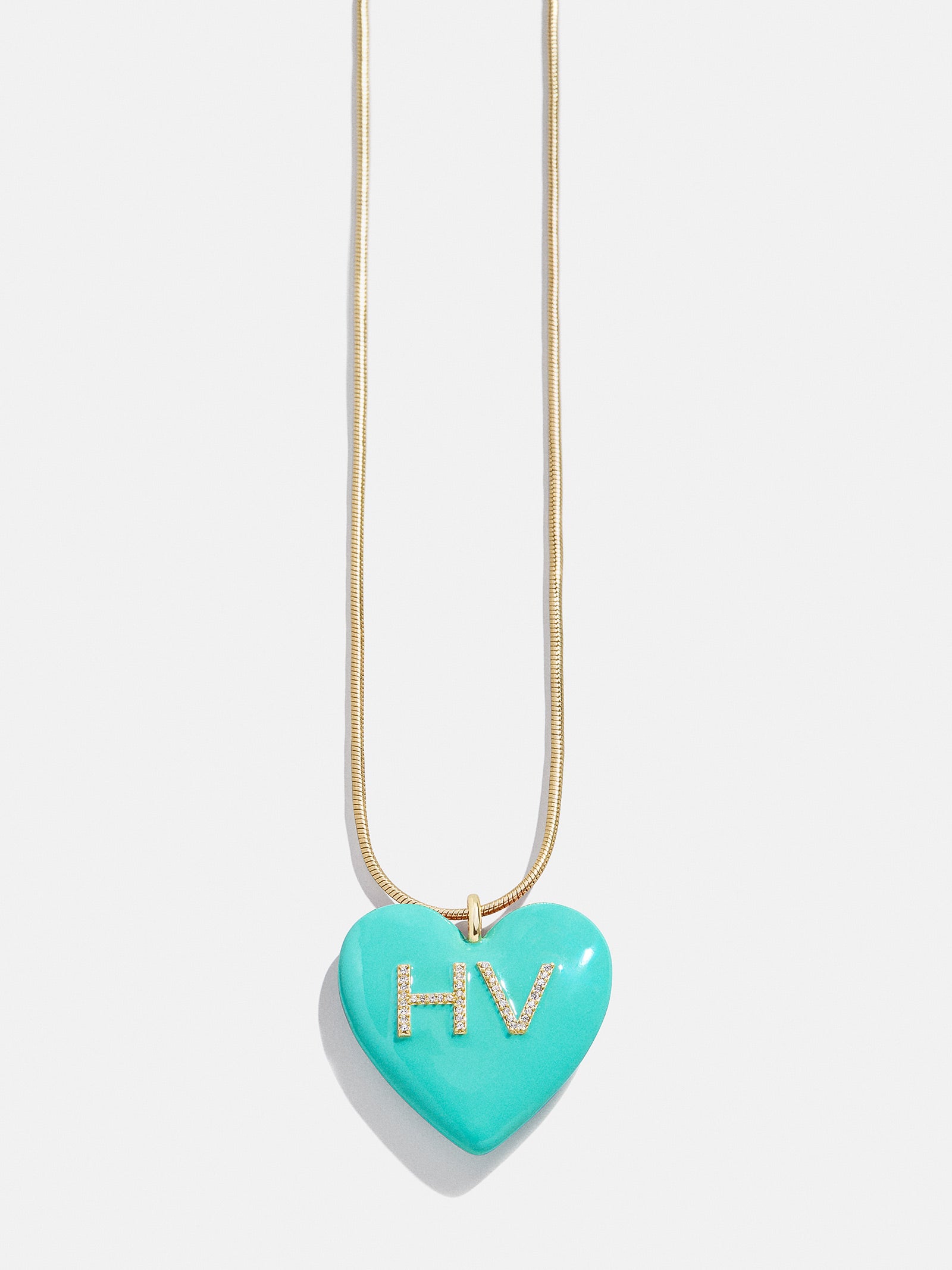 Mille Bubble Heart Custom Initial Necklace - Turquoise