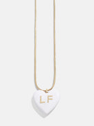 Mille Bubble Heart Custom Initial Necklace  - White