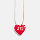 Millie Bubble Heart Custom Initial Necklace - Red