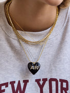 Mille Bubble Heart Custom Initial Necklace - Black