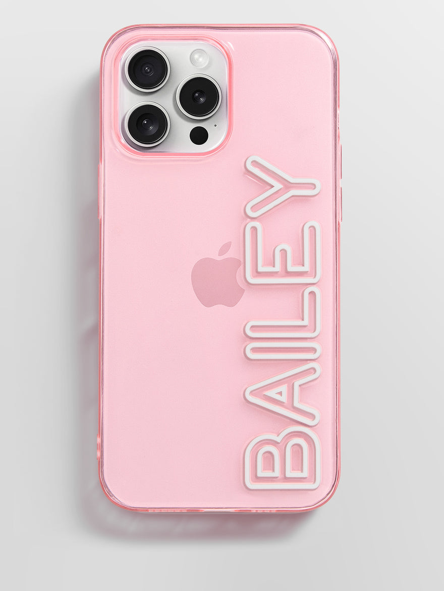 Fine Line Custom iPhone Case - Transparent Pink/White