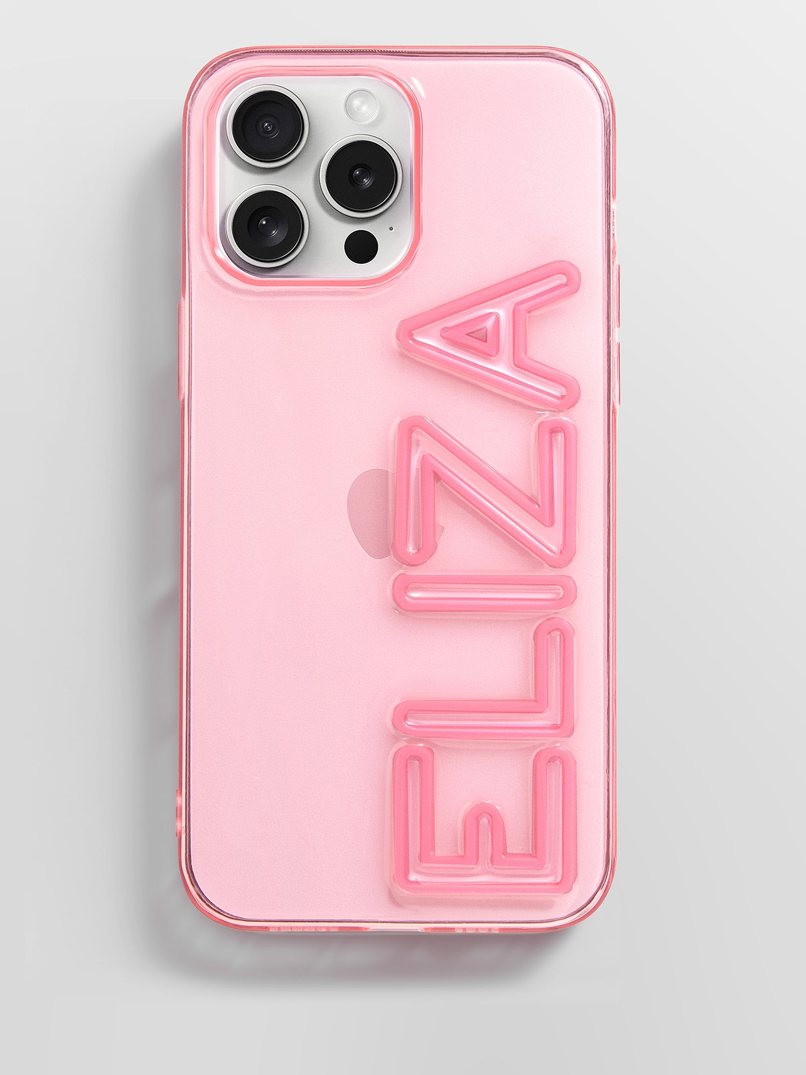 Fine Line Custom iPhone Case - Transparent Pink/Pink