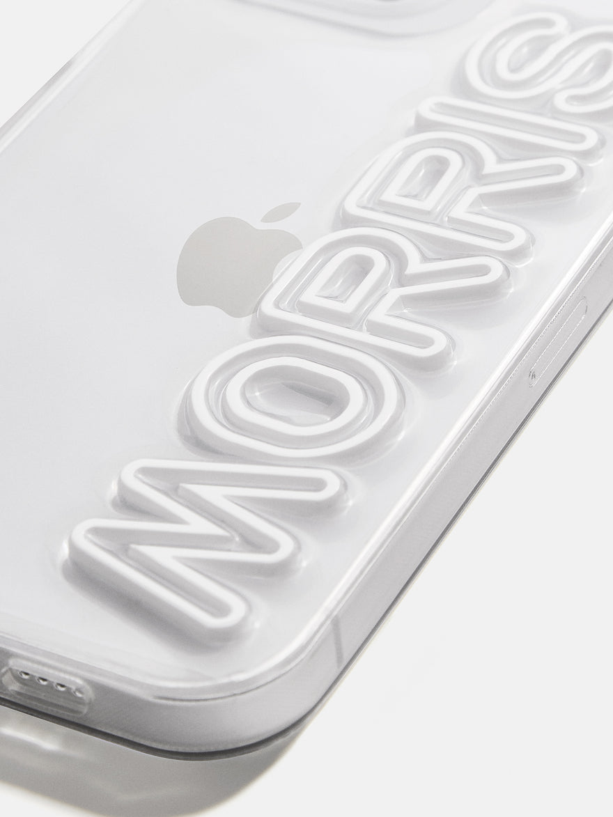 Fine Line Custom iPhone Case - Clear/White