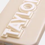 Block Font Custom iPhone Case - Beige/White