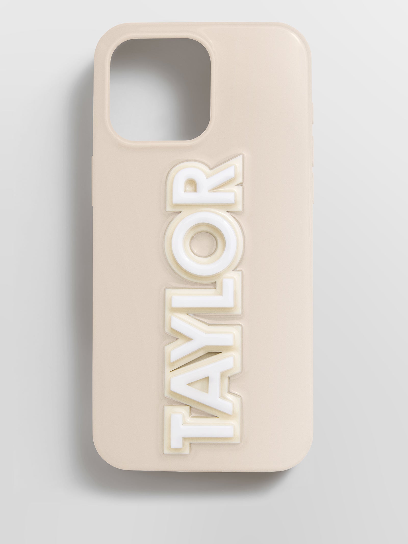 Block Font Custom iPhone Case - Beige/White