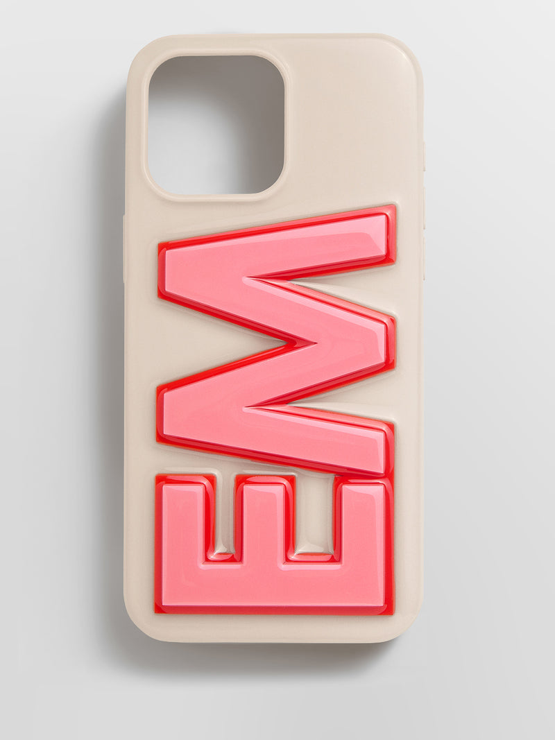 Block Font Custom iPhone Case - Beige/Pink