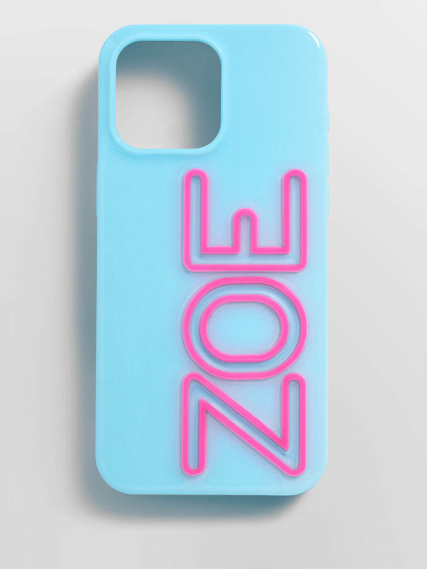 Fine Line Custom iPhone Case - Light Blue/Hot Pink