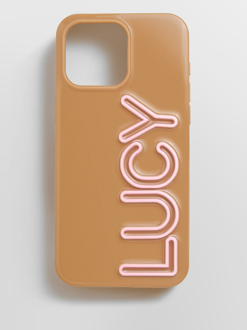 Fine Line Custom iPhone Case - Light Brown/Blush
