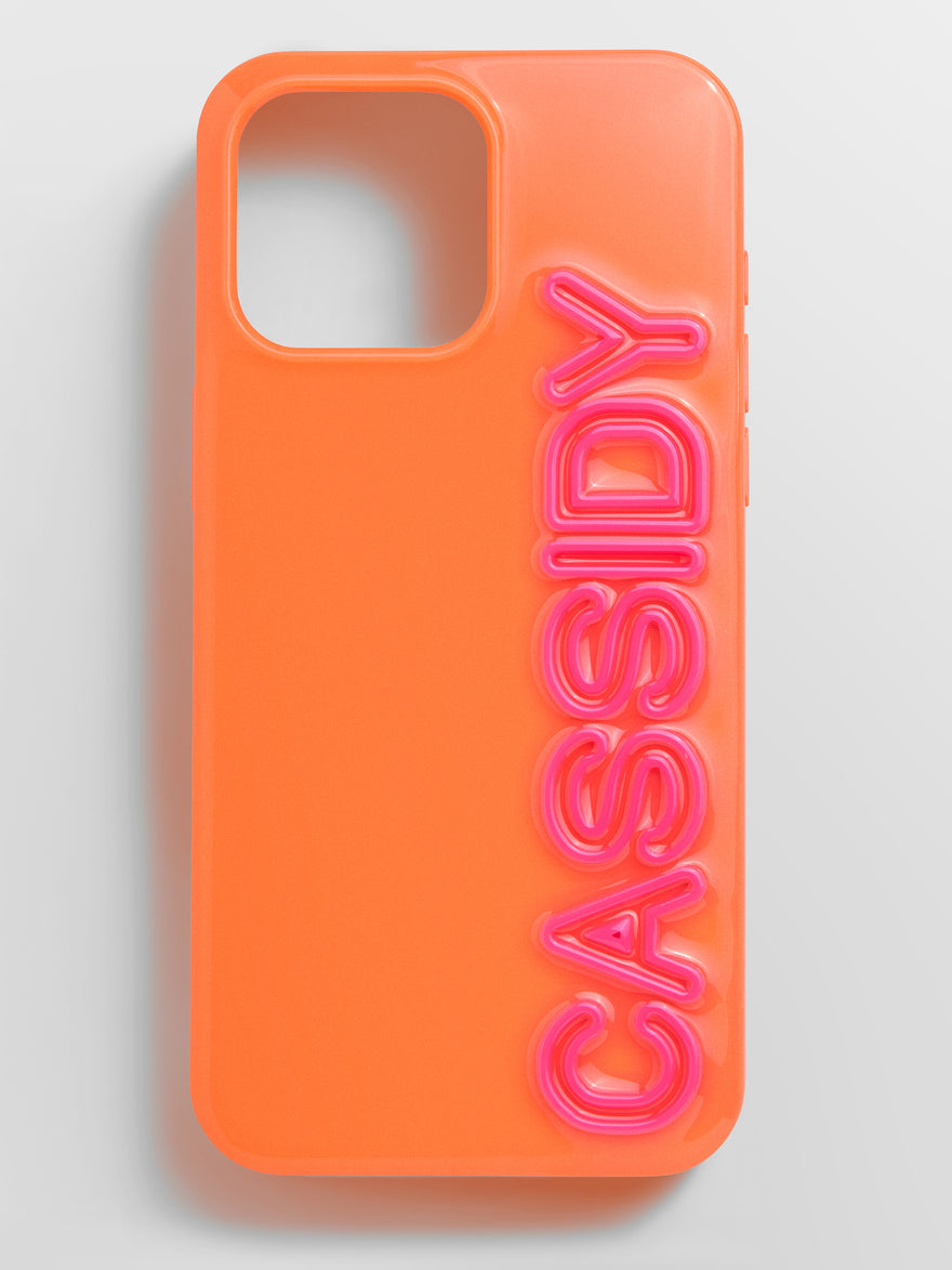 Fine Line Custom iPhone Case - Orange/Hot Pink