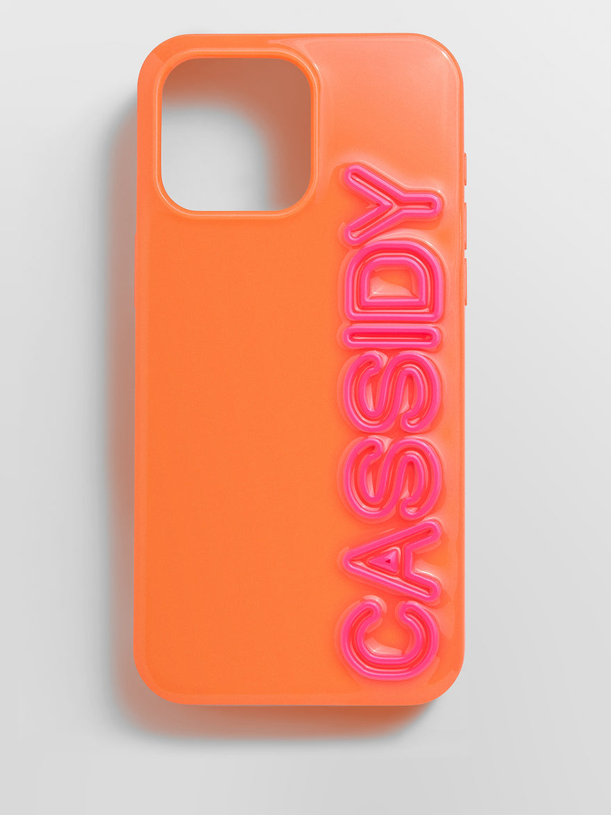 Fine Line Custom iPhone Case - Orange/Hot Pink