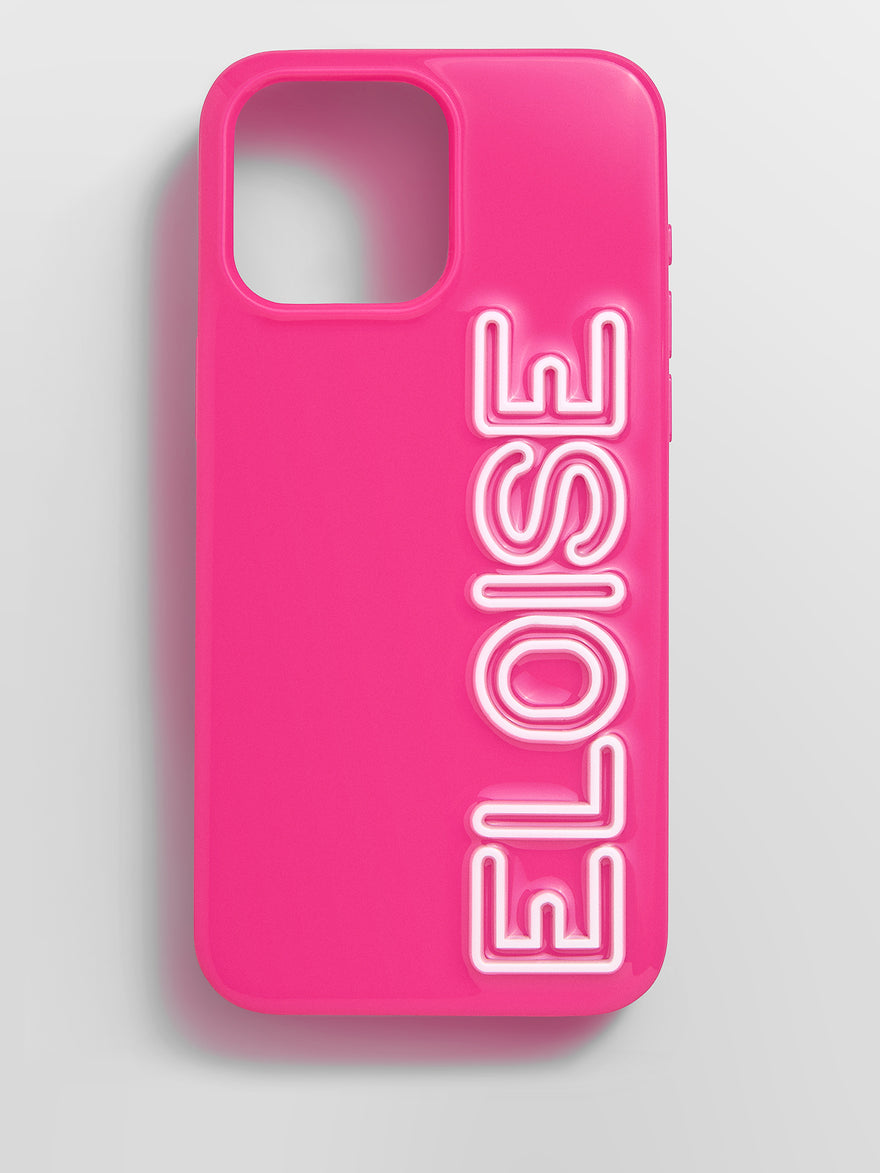 Fine Line Custom iPhone Case - Neon Pink/White