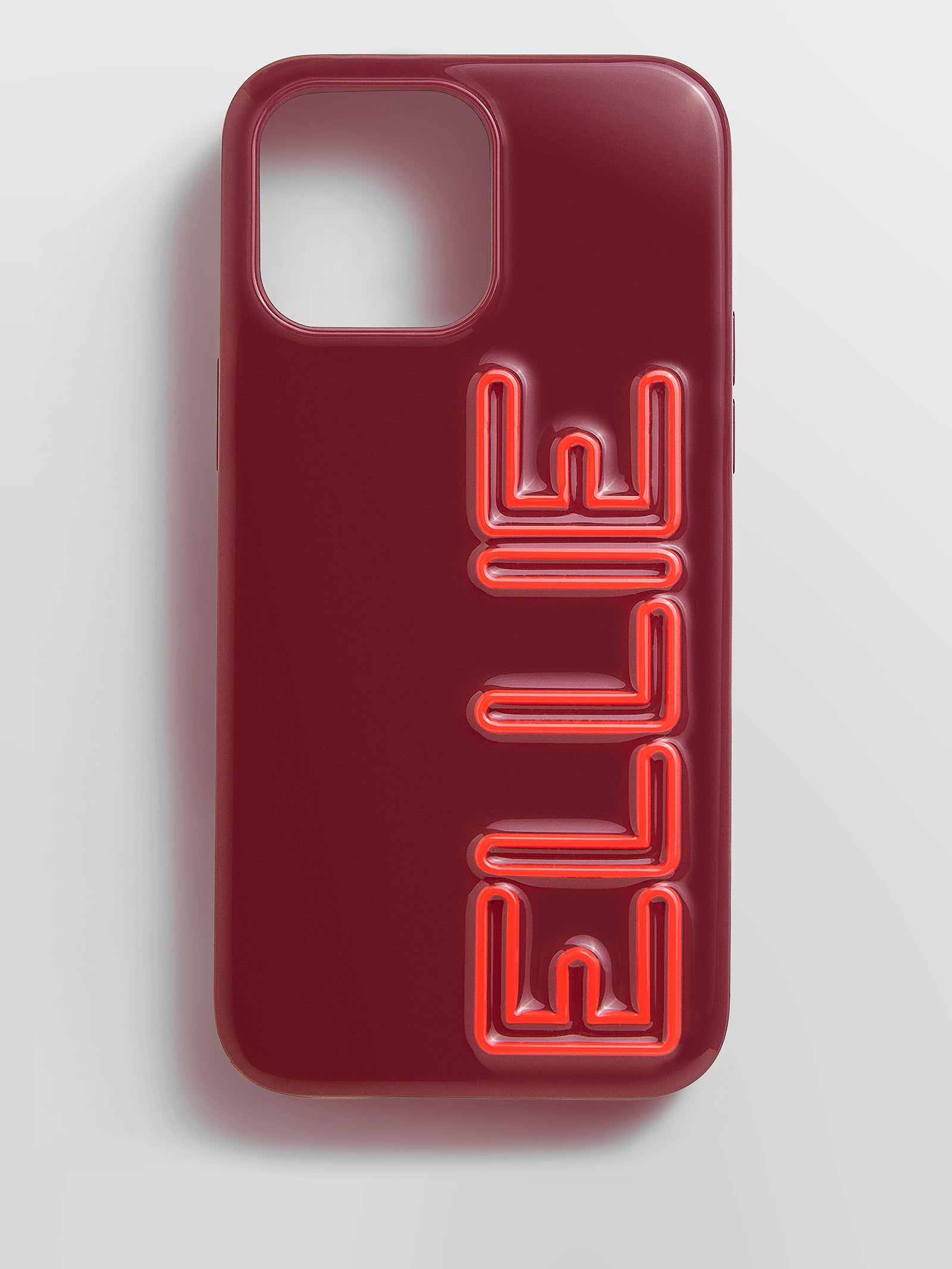 Fine Line Custom iPhone Case - Burgundy/Neon Coral
