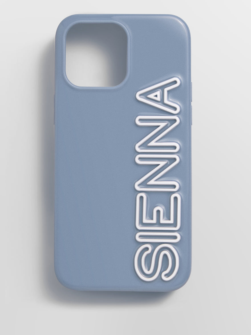 Fine Line Custom iPhone Case - Slate Blue/White