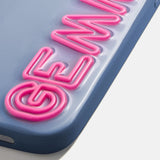 Fine Line Custom iPhone Case - Slate Blue/Hot Pink