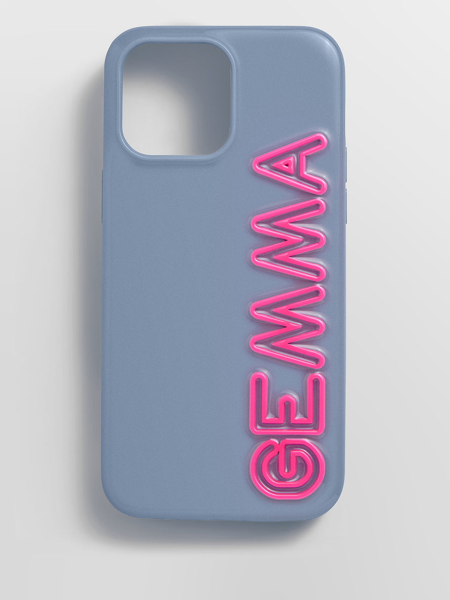 Fine Line Custom iPhone Case - Slate Blue/Hot Pink