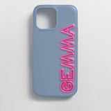 Fine Line Custom iPhone Case - Slate Blue/Hot Pink