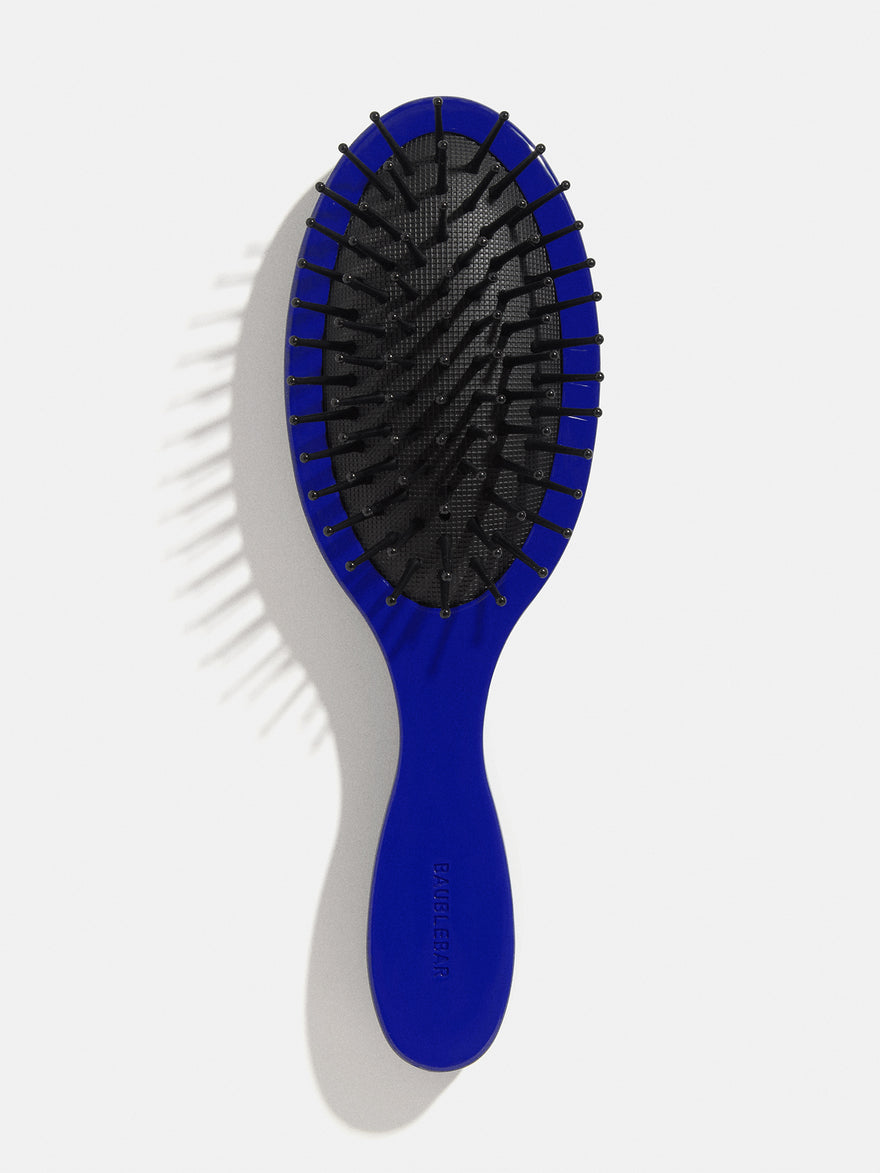 Mini Block Font Custom Hair Brush  - Navy/Light Purple