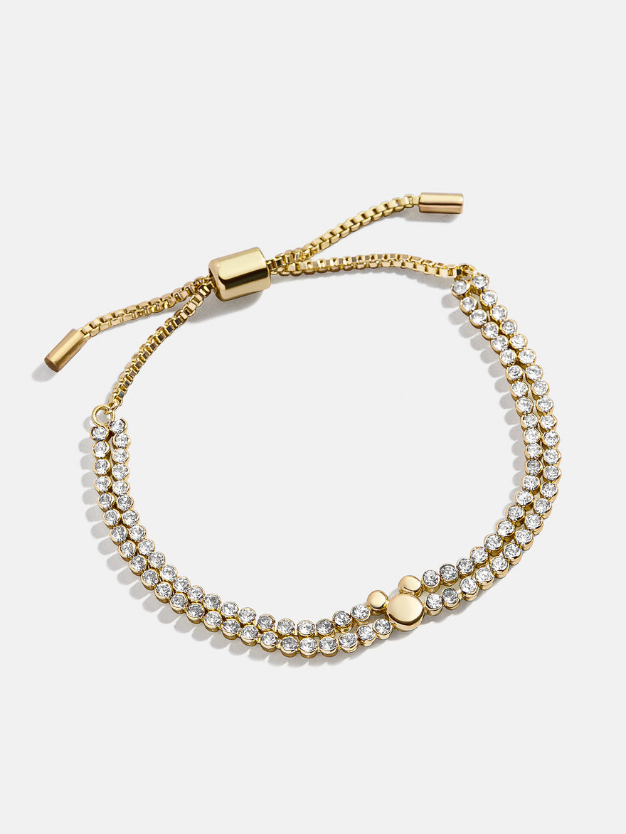 Disney Mickey Pavé Pull Tie Bracelet - Gold/Pavé