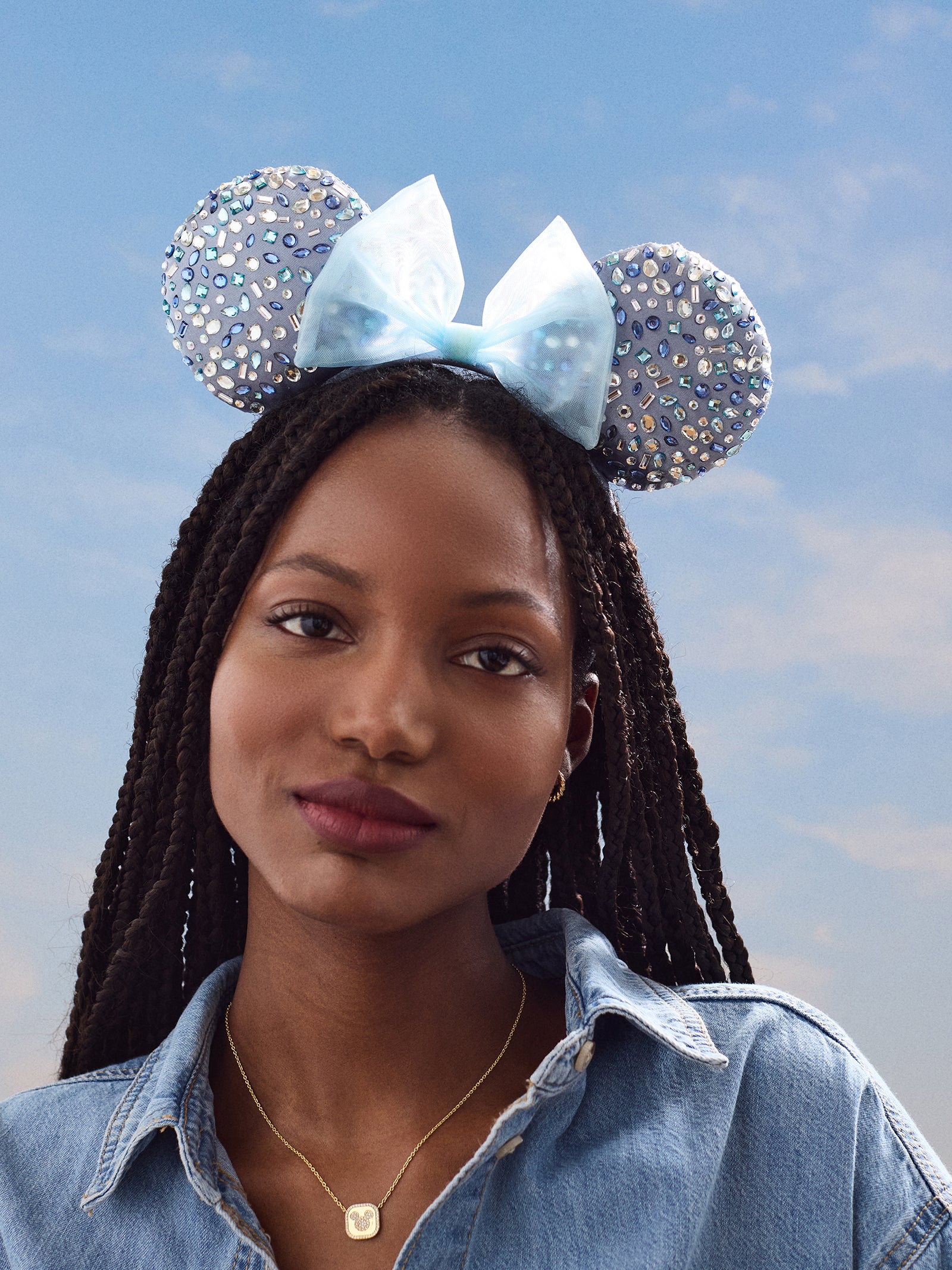 Ear Headband Headband Necklace Disney Minnie Mouse Crystal Blue
