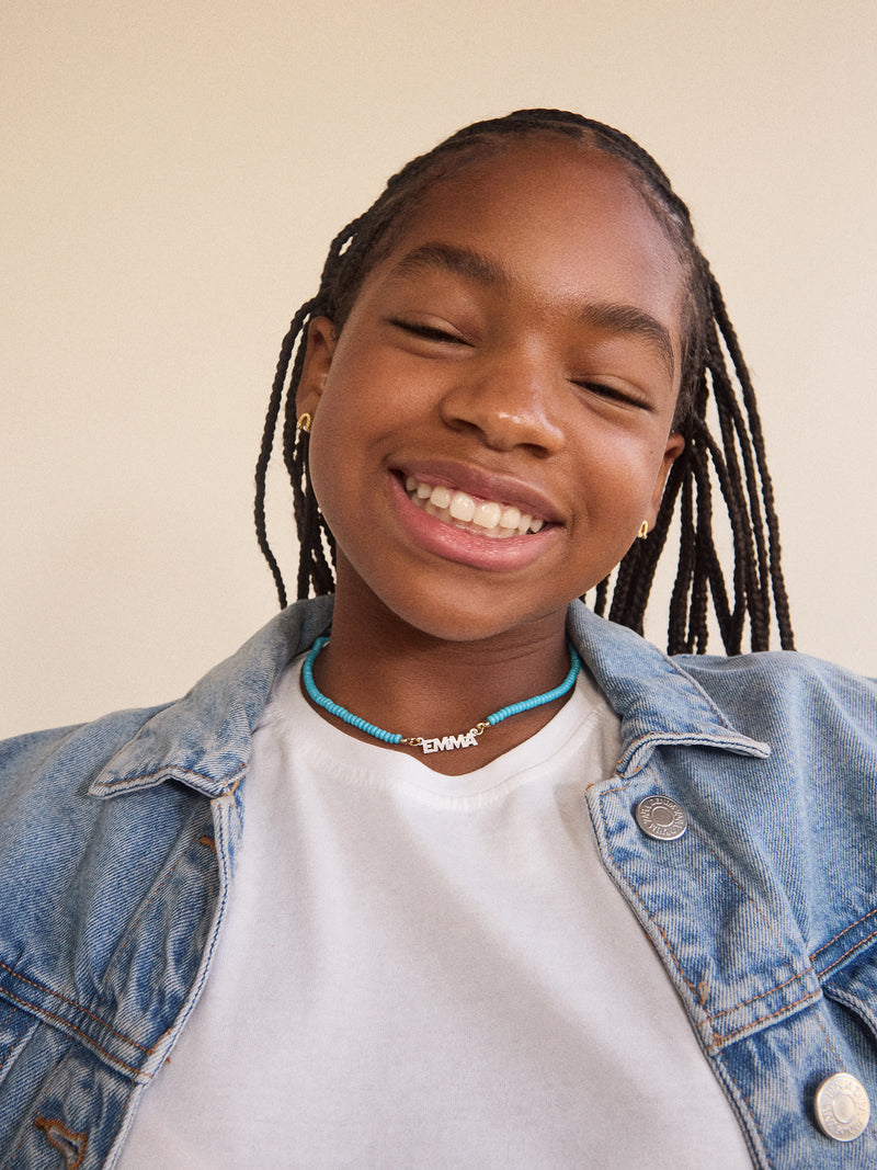 BaubleBar Kids' Beaded Custom Nameplate Necklace - Turquoise - 
    Enjoy 20% off - This Week Only
  
