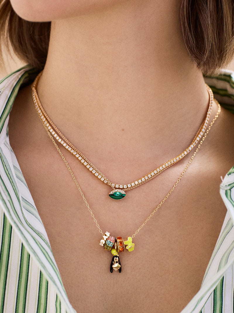 BaubleBar Disney Goofy Beaded Charm Necklace - Goofy - 
    Disney rondelle beads on a gold chain 
  
