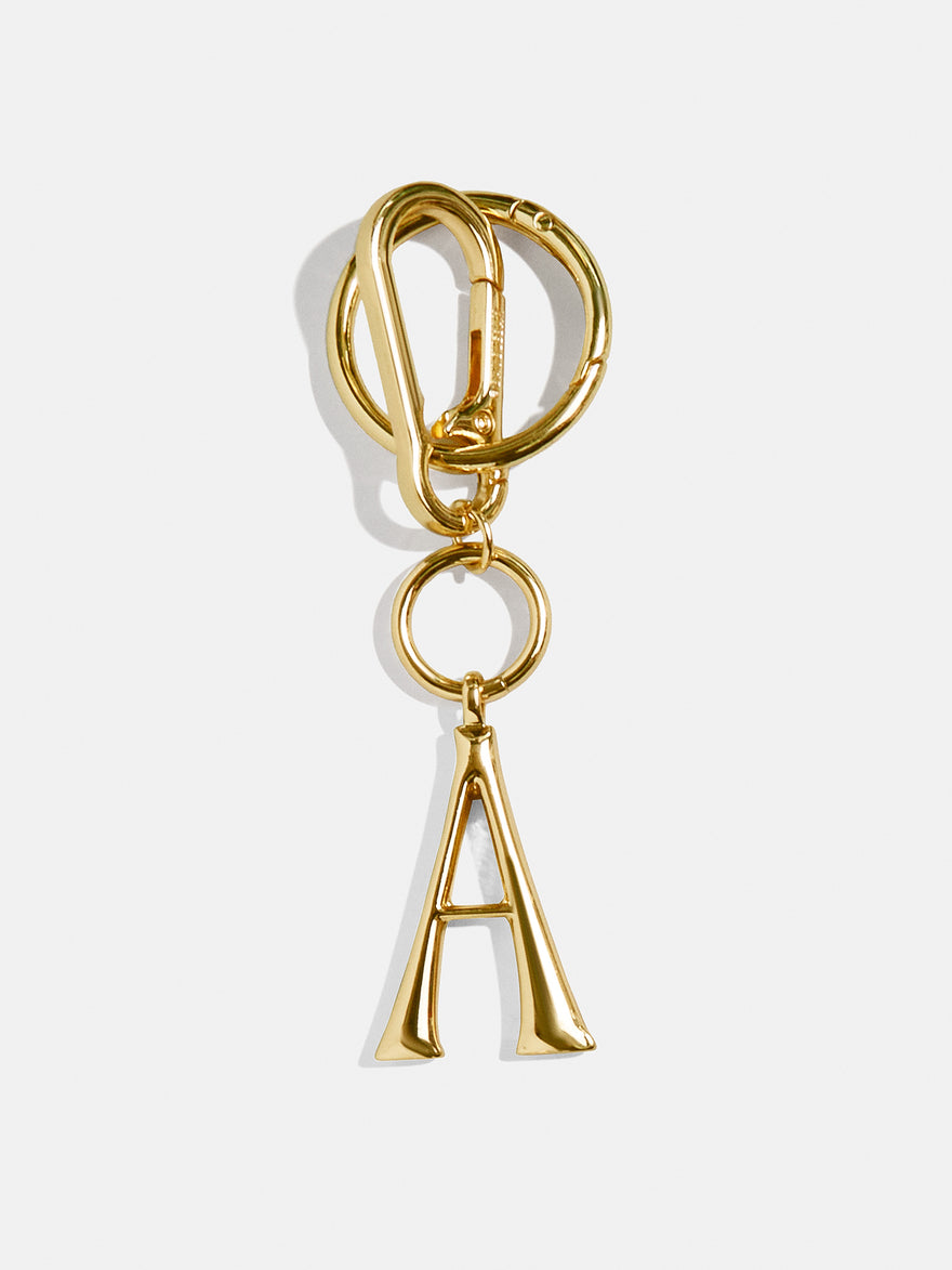 Gold Initial Enamel Bag Charm - A