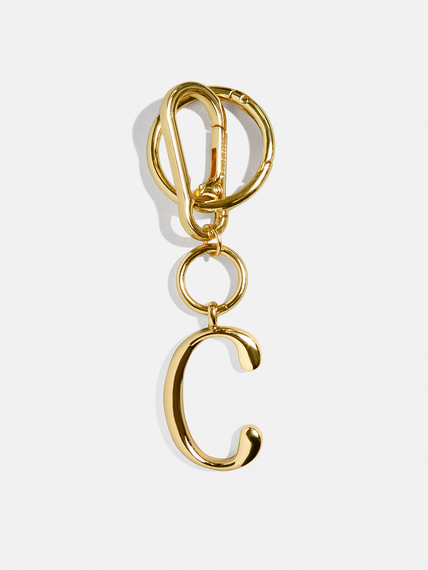Gold Initial Enamel Bag Charm - C