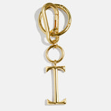Gold Initial Enamel Bag Charm - I