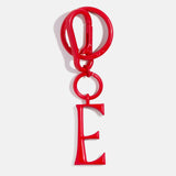 Red Initial Enamel Bag Charm - E
