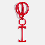 Red Initial Enamel Bag Charm - I