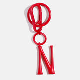 Red Initial Enamel Bag Charm - N