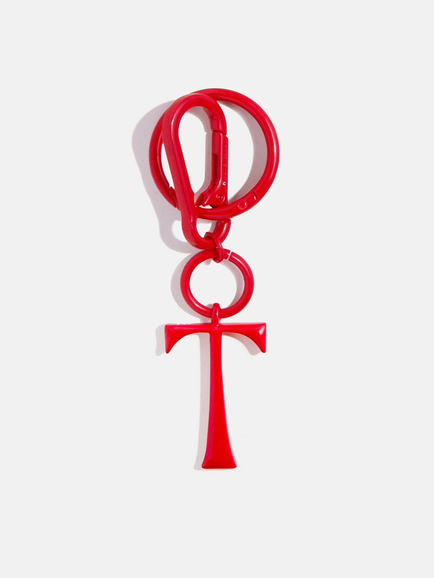 Red Initial Enamel Bag Charm - T