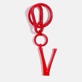 Red Initial Enamel Bag Charm - V