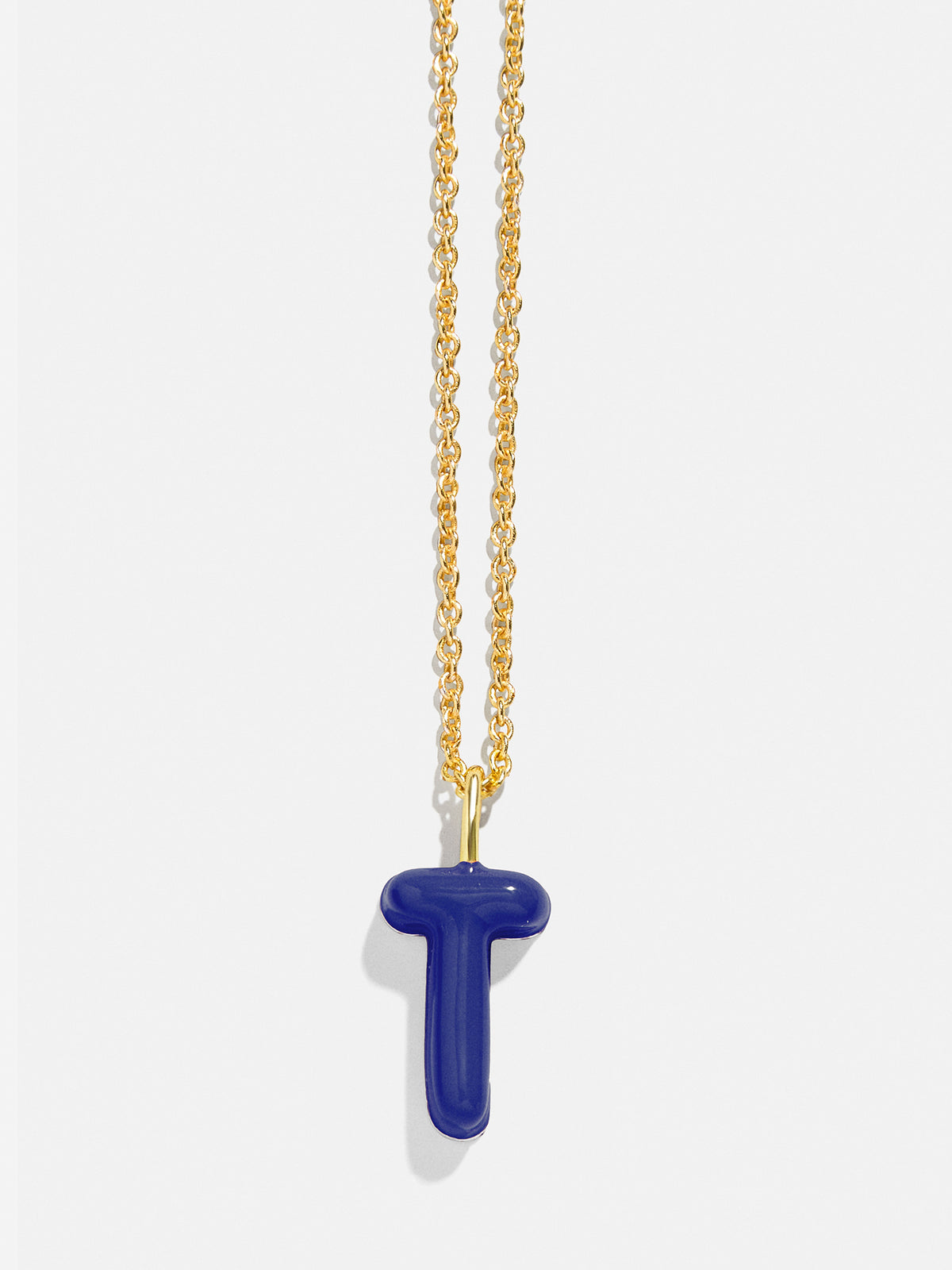 Mini Bubble Initial Enamel Necklace - Dark Blue