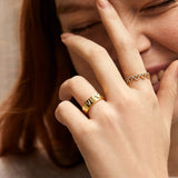 Disney 14K Gold Plated Sterling Silver Custom Block Ring - Gold/Pavé
