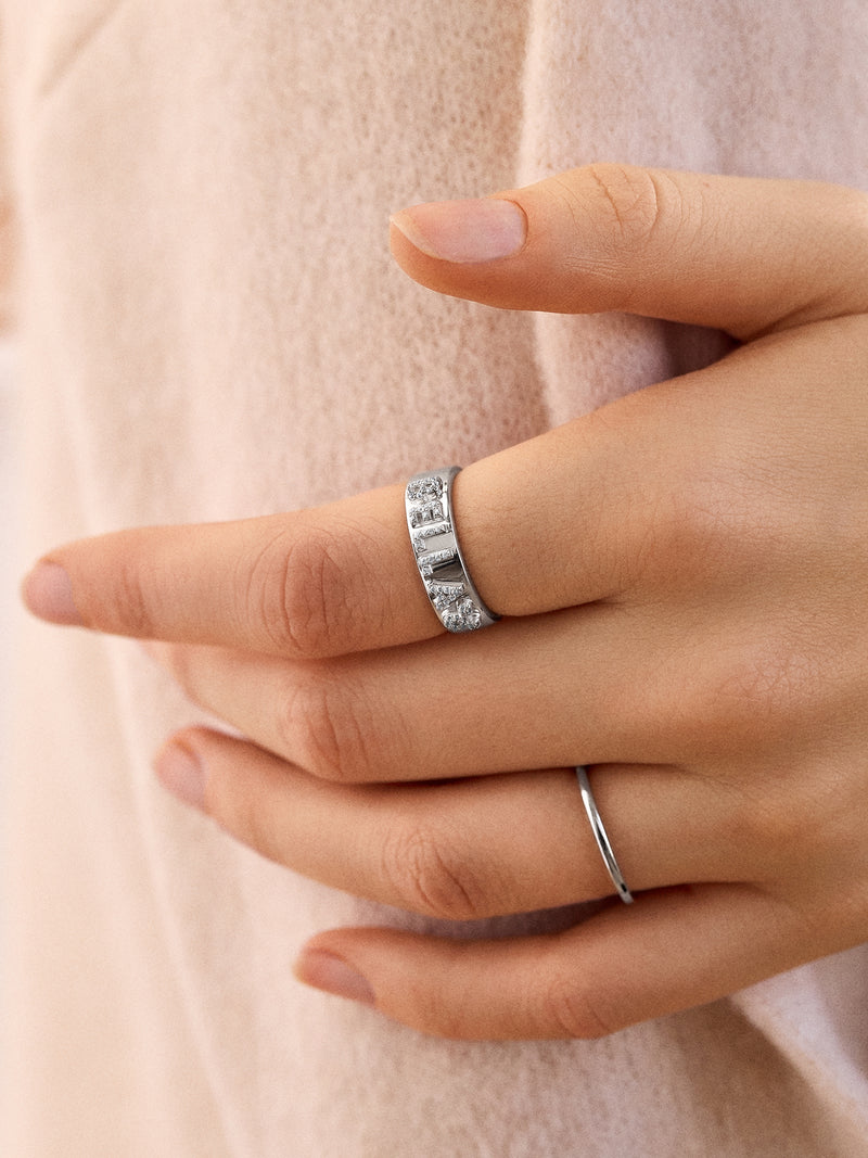 Disney Sterling Silver Custom Block Ring - Pavé/Silver – Sterling ...