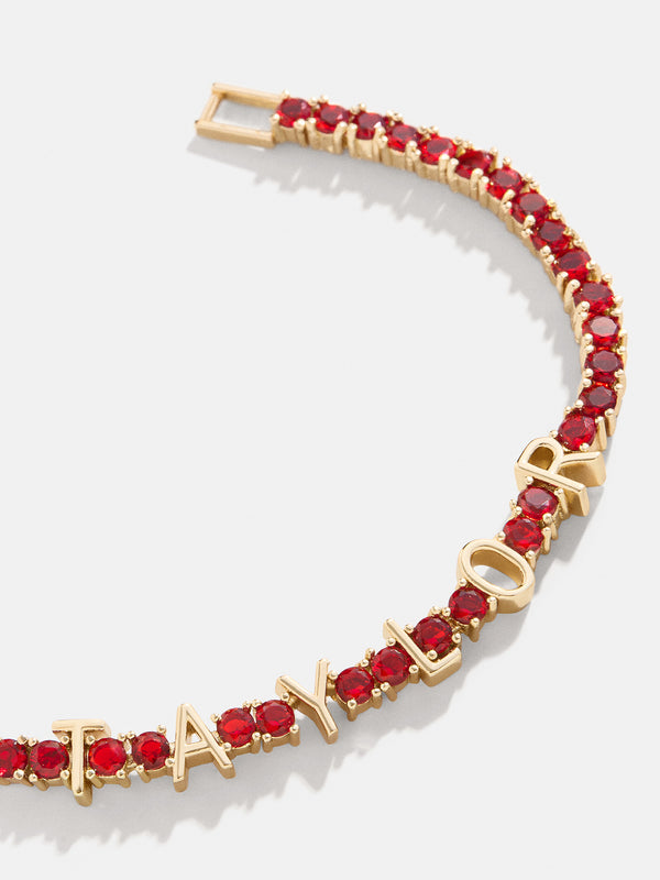 Custom Tennis Bracelet - Gold/Red