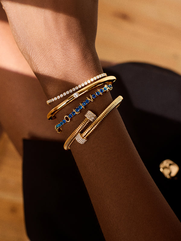 Custom Tennis Bracelet - Gold/Blue