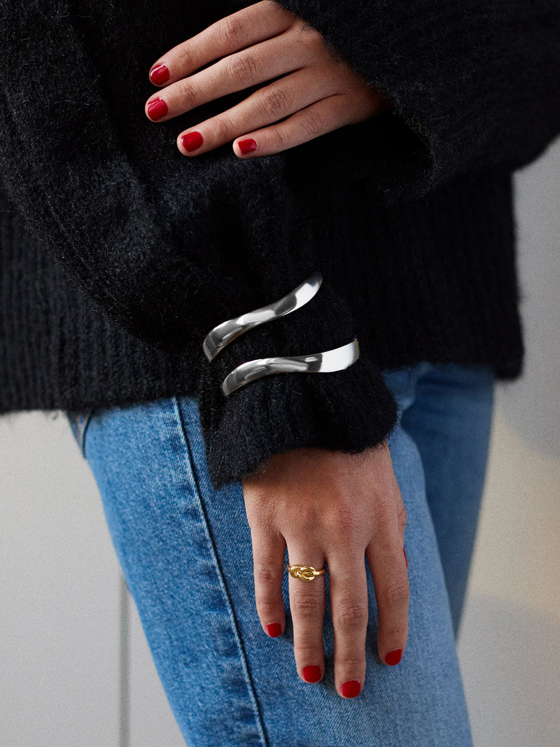 BaubleBar Natalia Wavy Hinge Bangle Set - Silver - 
    Enjoy 20% off - This Week Only
  
