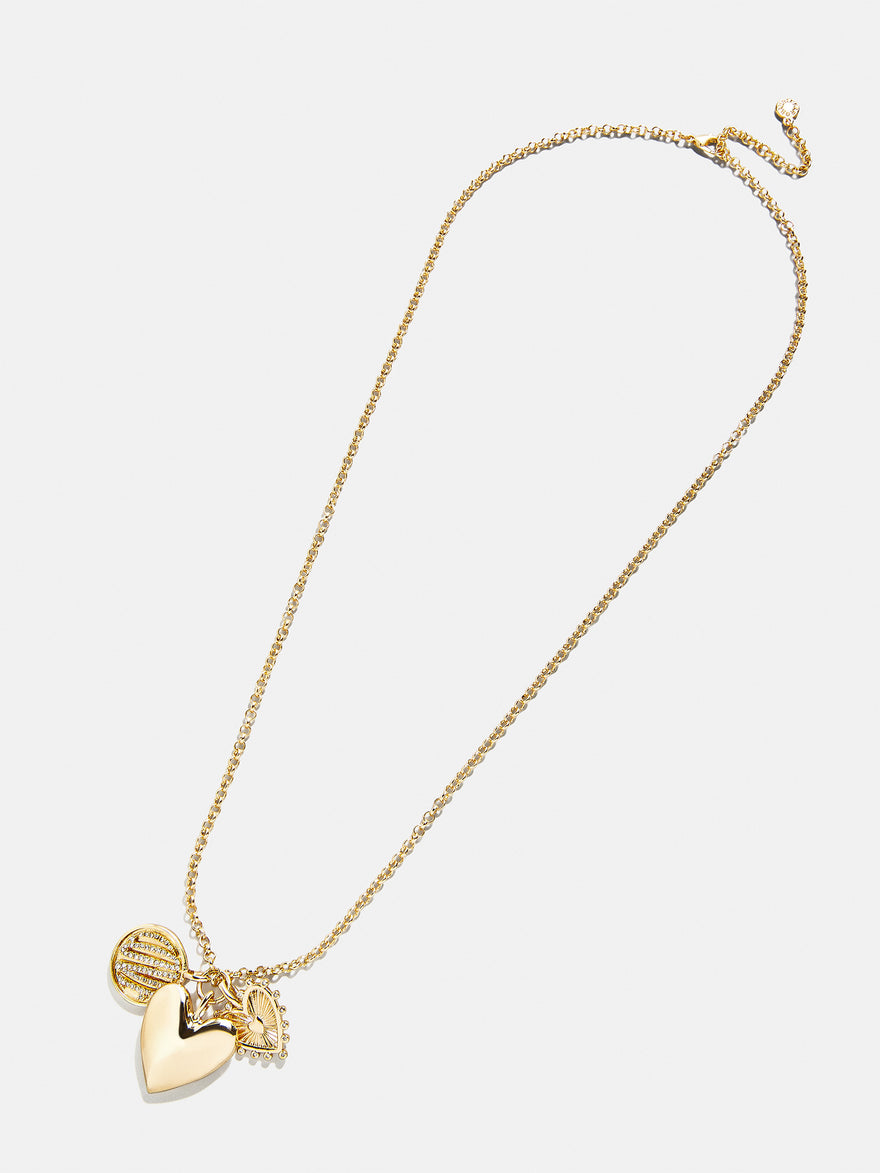 Heart Cluster Charm Necklace - Heart