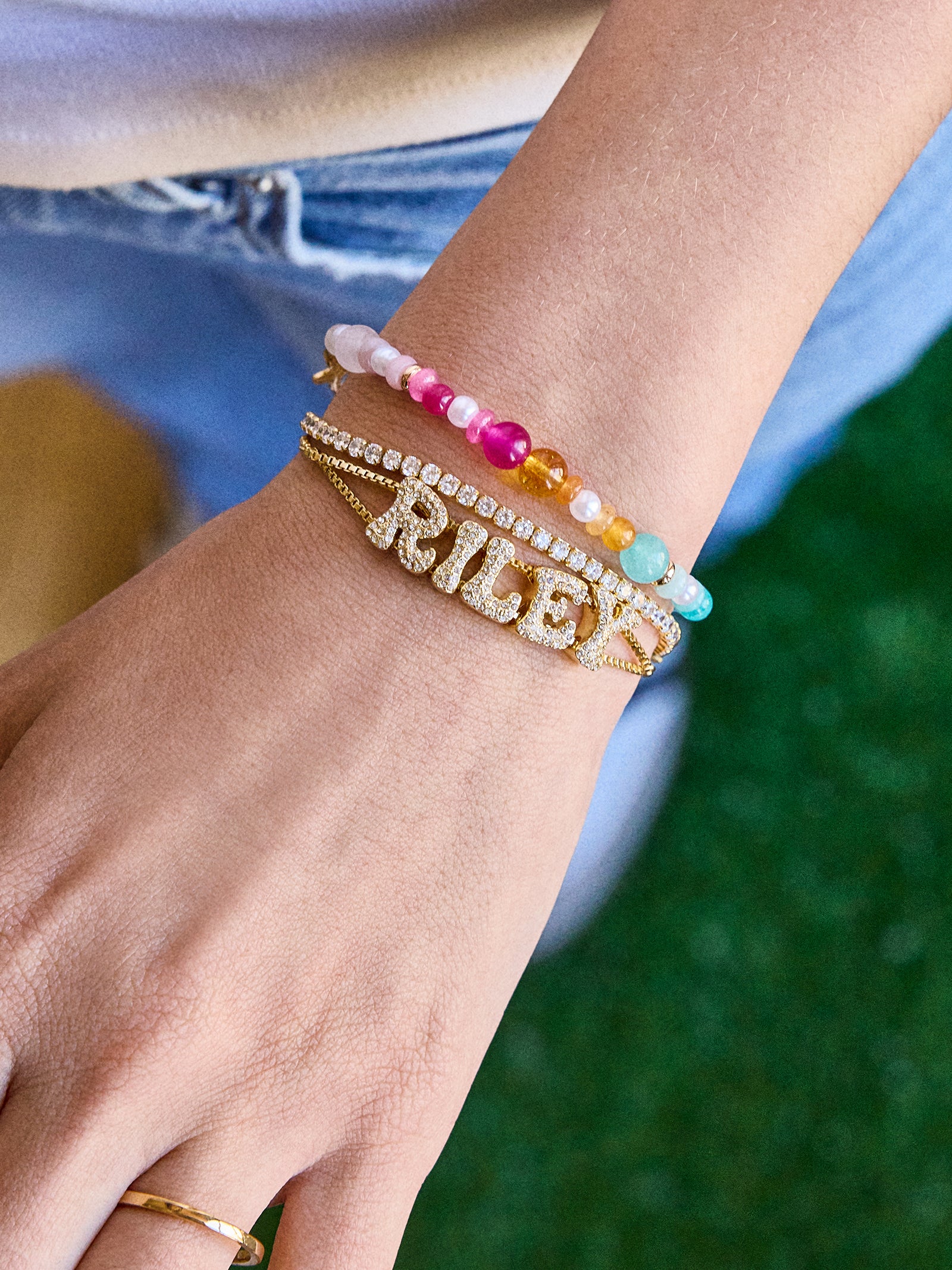 Custom Slider Bracelet - Retro Pavé