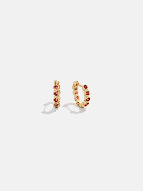 Jessica 18K Gold Birthstone Earrings - Garnet
