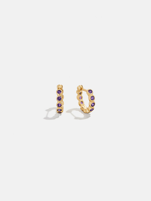 Jessica 18K Gold Birthstone Earrings - Amethyst