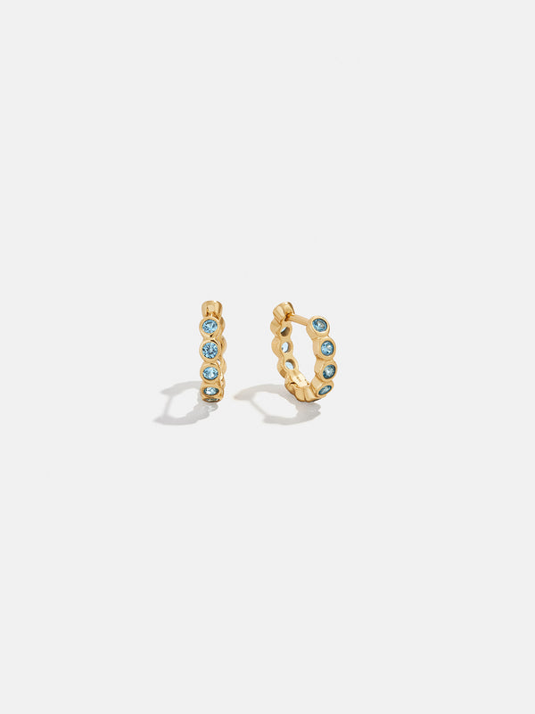 Jessica 18K Gold Birthstone Earrings - Aquamarine