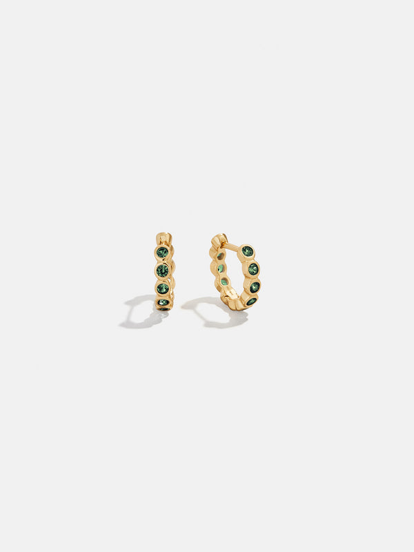 Jessica 18K Gold Birthstone Earrings - Emerald