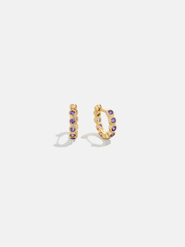 Jessica 18K Gold Birthstone Earrings - Light Amethyst