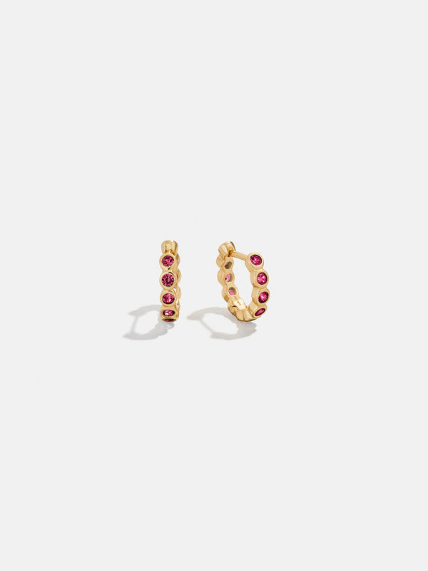 Jessica 18K Gold Birthstone Earrings - Ruby