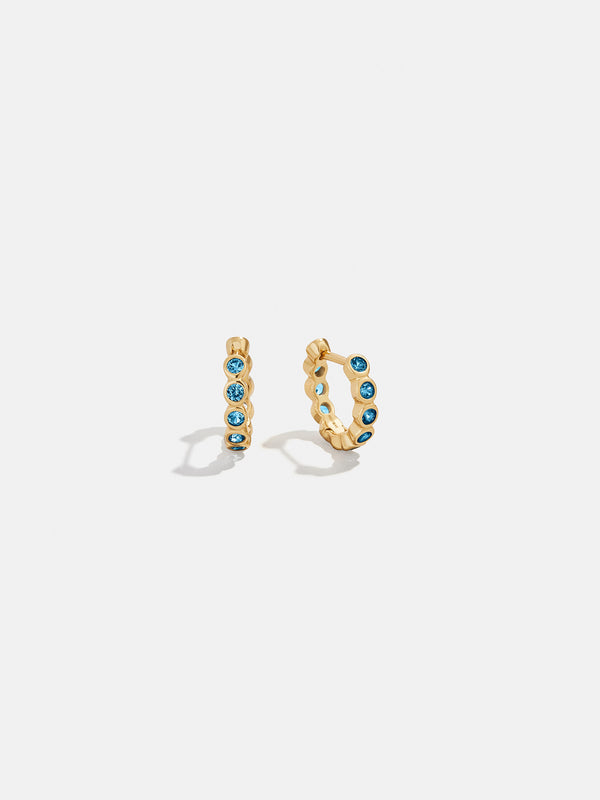 Jessica 18K Gold Birthstone Earrings - Blue Zircon