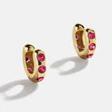 Sydney 18K Gold Plated Sterling Silver Birthstone Earrings - Ruby