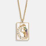 Reversible 18K Gold Zodiac Pendant Necklace - Aquarius